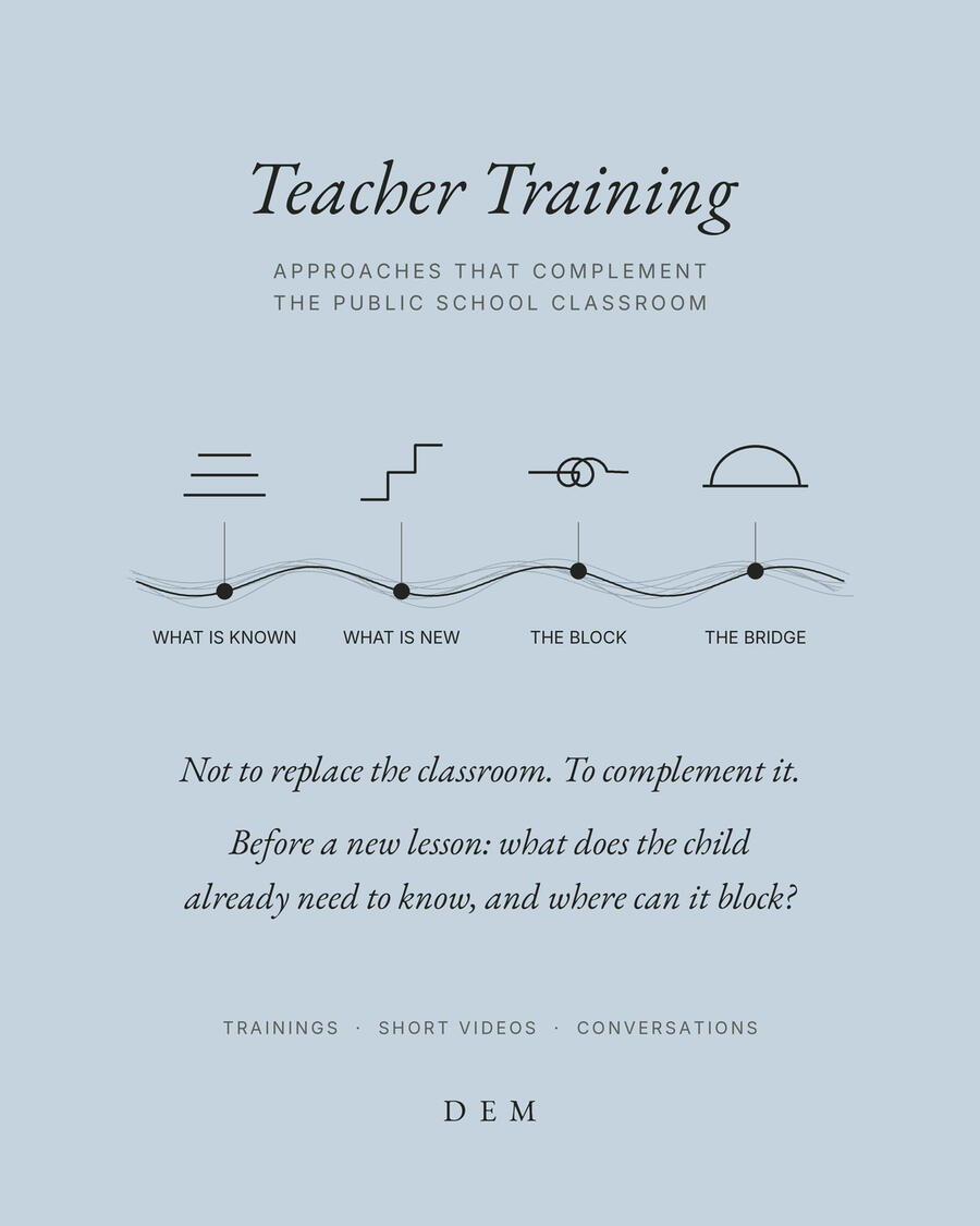Teacher Training. Approaches that complement the public school classroom. Differentiated teaching for multi-grade classrooms.