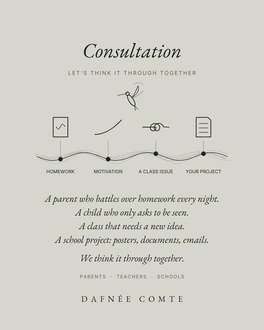 Consultation. A school issue, a training or a worksheet made to measure. Tell me what you need.